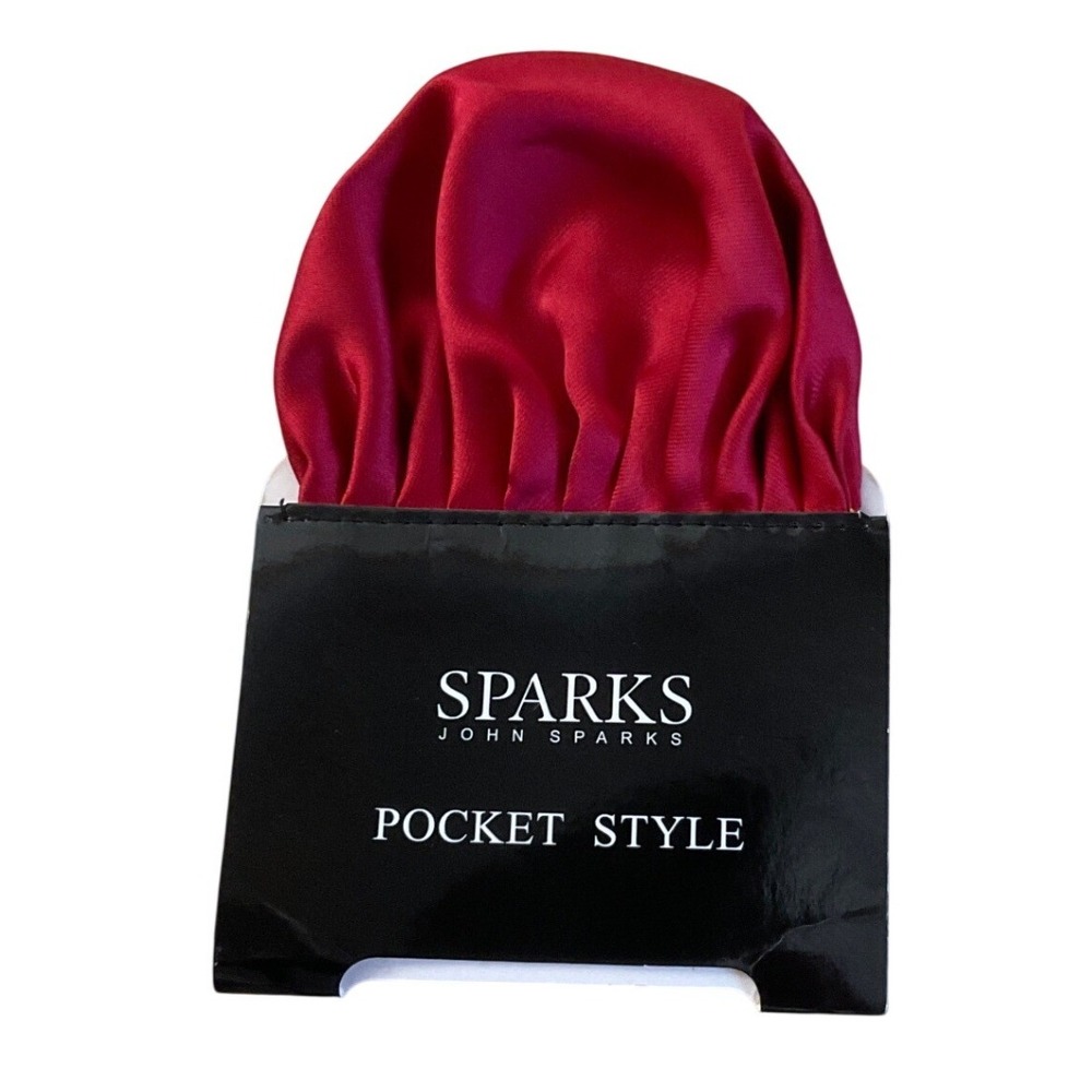 New John Sparks Pocket Square Red Satin Pre-Folded Formal Wedding Accessory